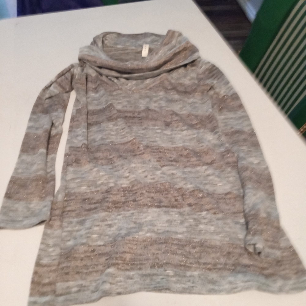 Light brown and gold luxe sweater